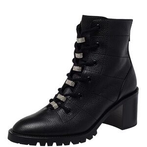 Jimmy Choos Cruz Heeled Embellished Combat Booties 38